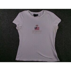 Ralph Lauren Polo Jeans Womens L White RL Crest Logo Short Sleeve Crewneck Tee